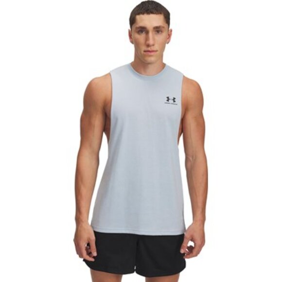 Under Armour - Mens Left Chest Cut Off Tank Top, size XL US mens, color blue. - Picture 1 of 5